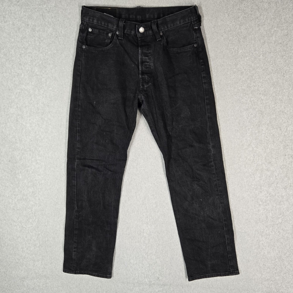 Levi's 501 Men Jeans 30X30 Black Denim Original Fit Straight Leg Grunge